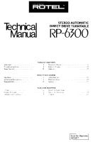 Rotel RP-6300 - Technical manual 